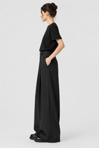 Pleated Barrel-Leg Trousers – High Waist Tailored