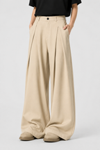 Pleated Barrel-Leg Trousers – High Waist Tailored