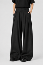 Pleated Barrel-Leg Trousers – High Waist Tailored