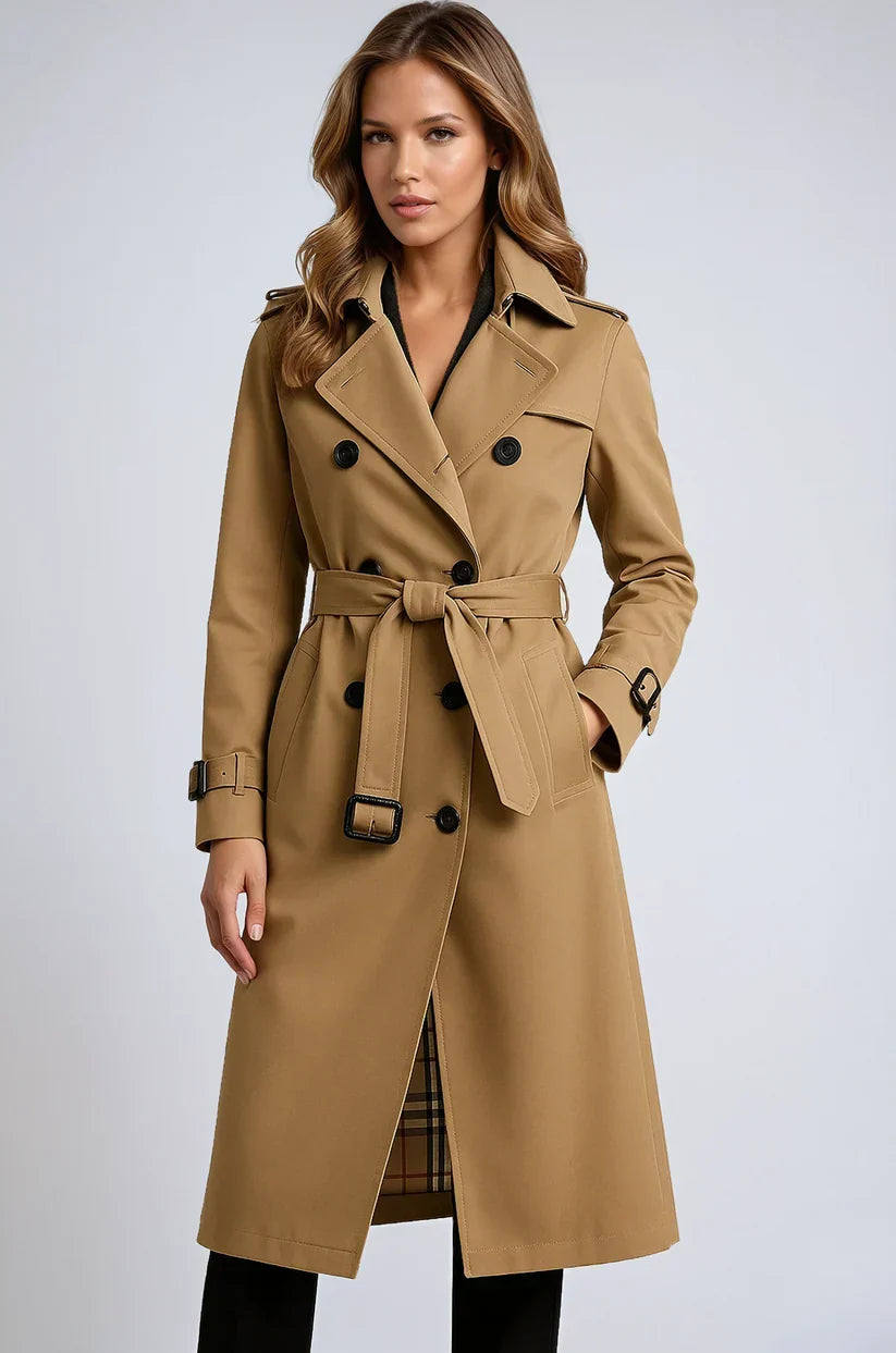 Long Trench Coat with Double Button Closure – 7 Colours