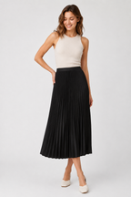 Accordion Pleated Midi Skirt – High Waist A-Line