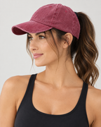 Washed Baseball Cap with Ponytail Opening