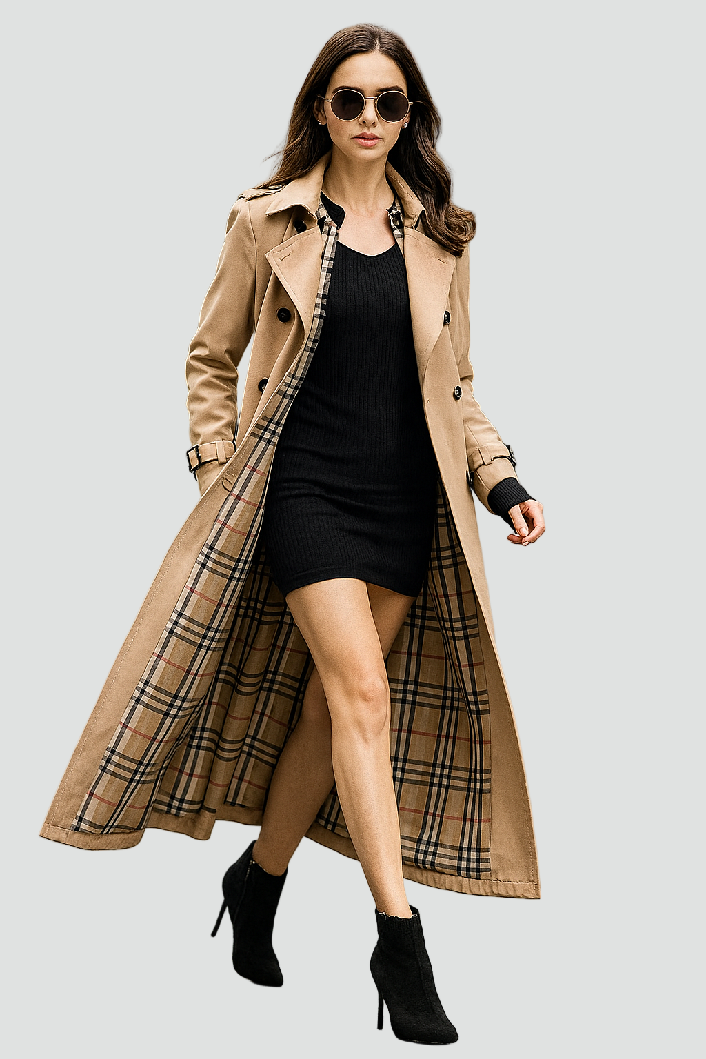 Long Trench Coat with Double Button Closure – 7 Colours