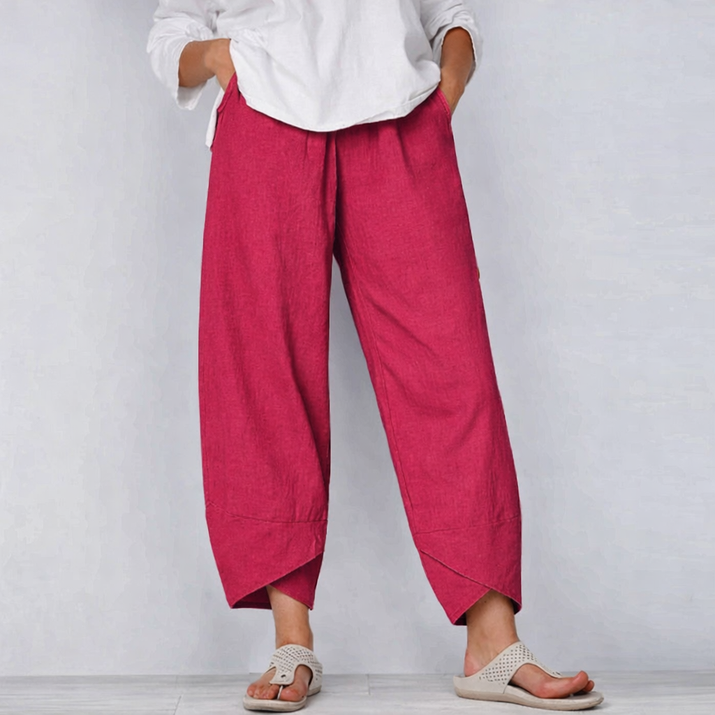 Relaxed Linen Trousers with Tulip Hem