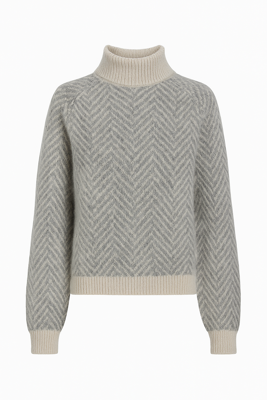Women's Textured Herringbone Sweater with Ribbed Mock Neck