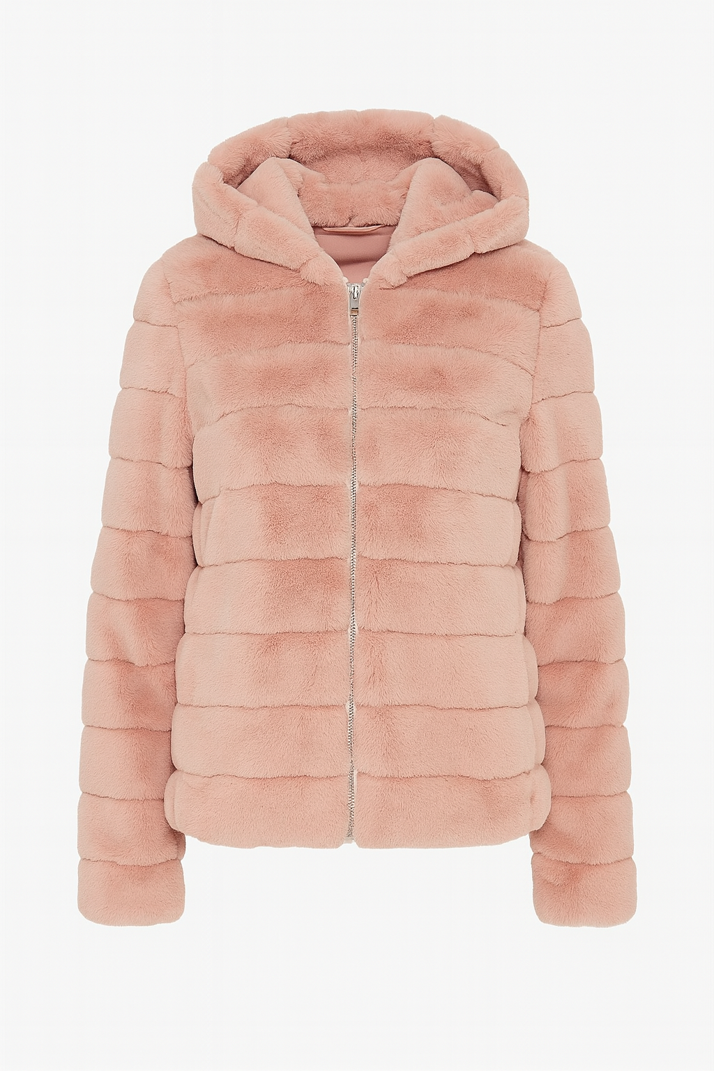 Women's Plush Faux Fur Hooded Winter Jacket with Soft Fluffy Texture