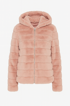 Women's Plush Faux Fur Hooded Winter Jacket with Soft Fluffy Texture