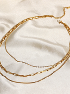 Gold Triple Layer Necklace – 3-Strand Layered Chain Necklace