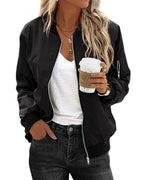 Lightweight Bomber Jacket – Women's Casual Zip Jacket in 3 Colours