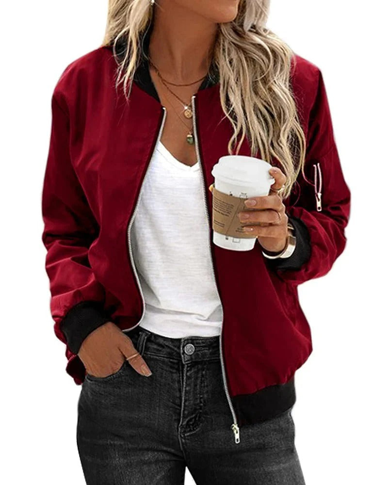 Lightweight Bomber Jacket – Women's Casual Zip Jacket in 3 Colours