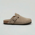 Suede-Look Clogs with Adjustable Buckle