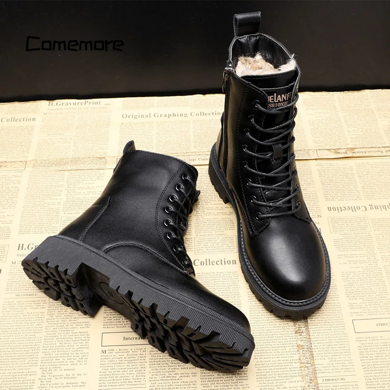 Women's leather-look Lace-Up Winter Ankle Boots