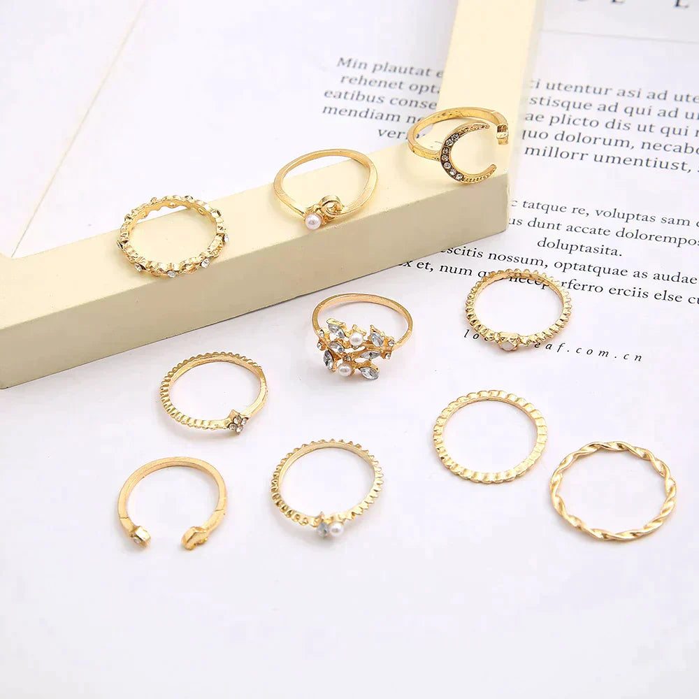 Boho Ring Set – 10 Pack of Silver & Gold Plated Stacking Rings