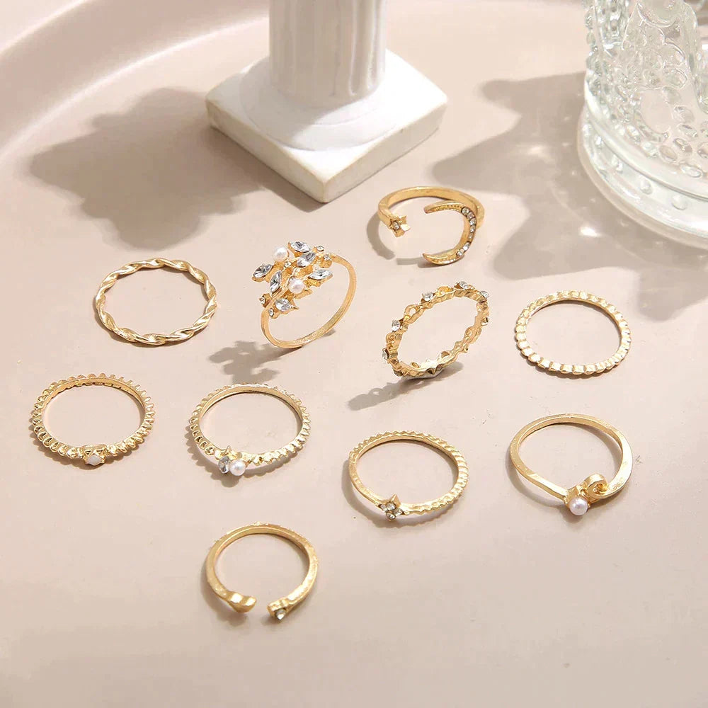 Boho Ring Set – 10 Pack of Silver & Gold Plated Stacking Rings