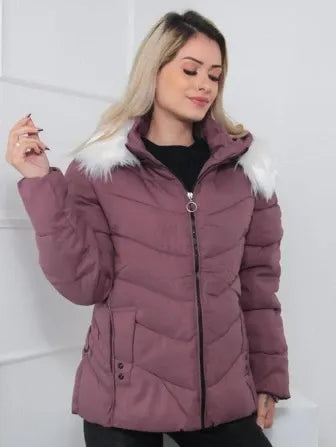 Padded Winter Coat with Faux Fur Hood – Sizes to 6XL