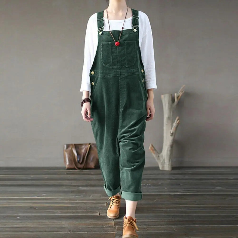 Women's Relaxed Sleeveless Jumpsuit – Casual Bib-Front Overall