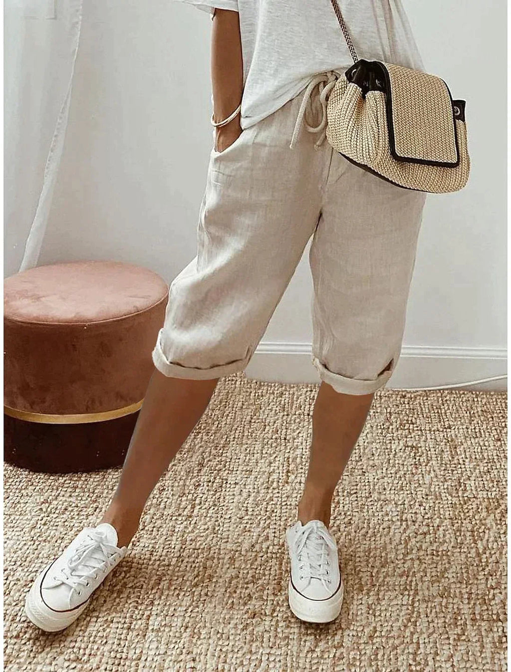 Linen Capri Trousers - Relaxed Summer Cropped Pants | Meave & Ivy