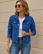 Cropped Denim Jacket with Buttons & Chest Pockets – 7 Colours