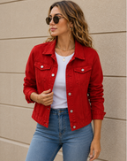 Cropped Denim Jacket with Buttons & Chest Pockets – 7 Colours