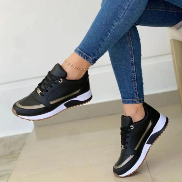 Women's Panelled Lace-Up Trainers – Sporty Low-Top Walking Shoes