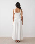 Basque Waist A-Line Maxi Dress