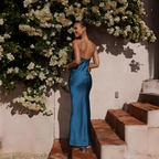 Satin-Touch Maxi Dress with Open Back