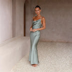 Satin-Touch Maxi Dress with Open Back