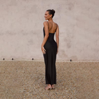 Satin-Touch Maxi Dress with Open Back
