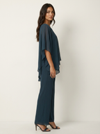 Chiffon Cape Overlay Top & Wide Leg Trousers Set – Women's Occasion Co-ord