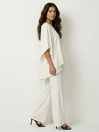Chiffon Cape Overlay Top & Wide Leg Trousers Set – Women's Occasion Co-ord