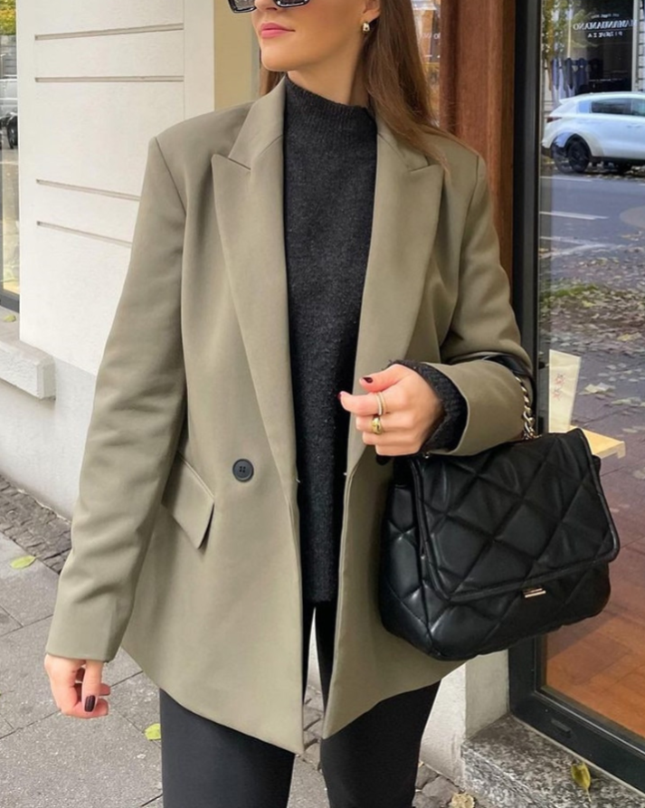 Double-Breasted Structured Blazer