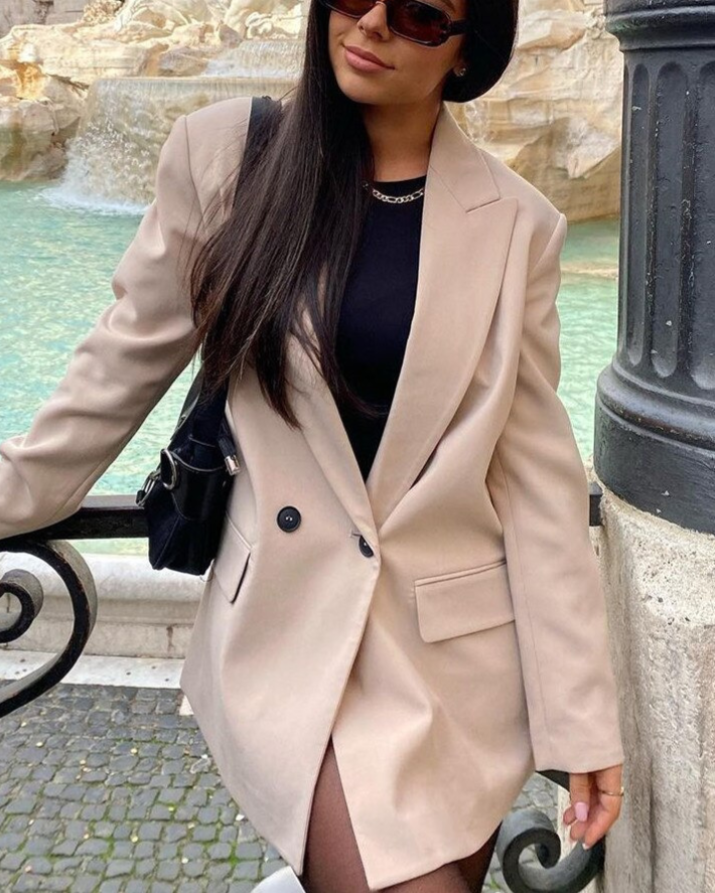 Double-Breasted Structured Blazer