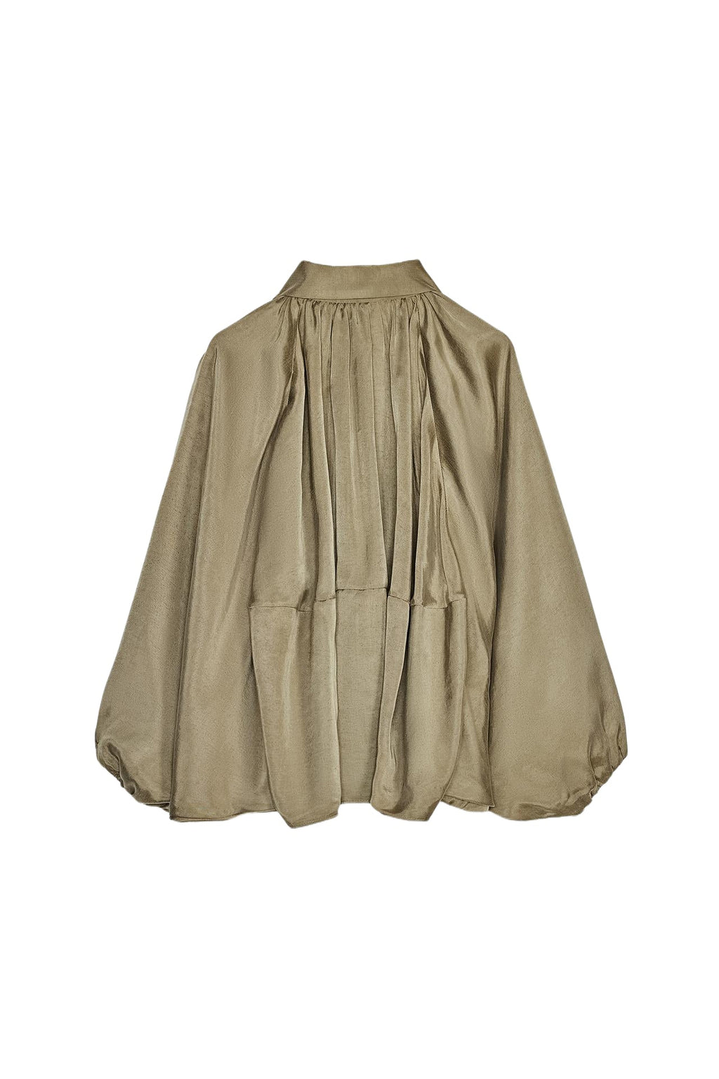 Women's Relaxed Fit Draped Bomber Jacket with Gathered Balloon Hem