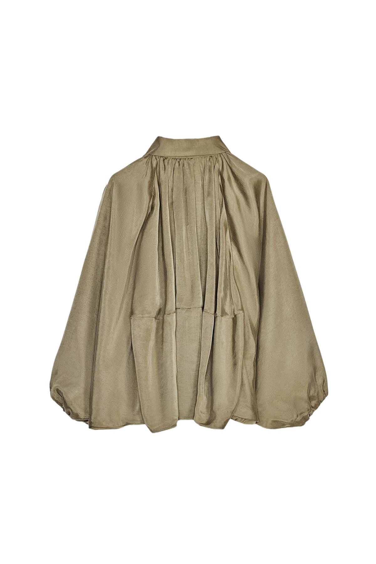 Women's Relaxed Fit Draped Bomber Jacket with Gathered Balloon Hem