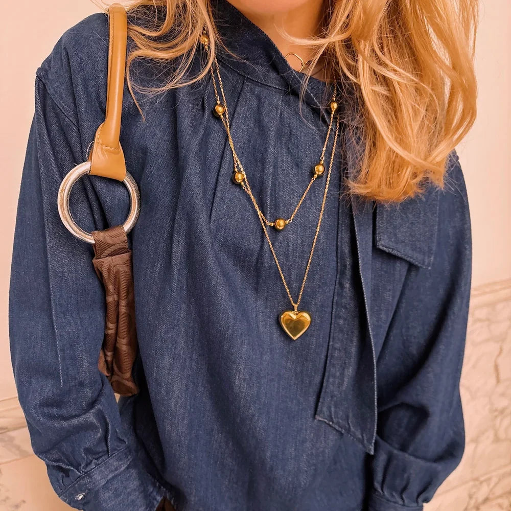 Gold Heart Pendant Necklace – Minimalist Love Necklace