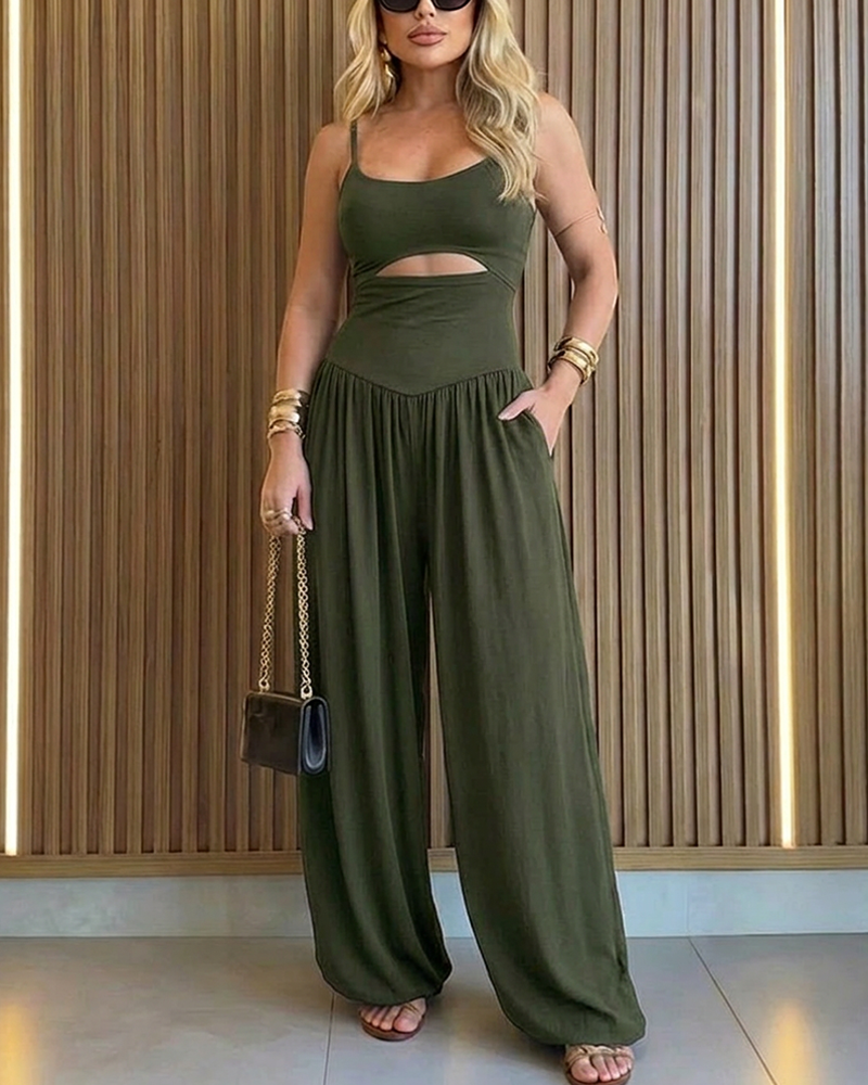 Cut-Out Waist Cami Backless Ruched High Waist Summer Jumpsuit | Meave & Ivy