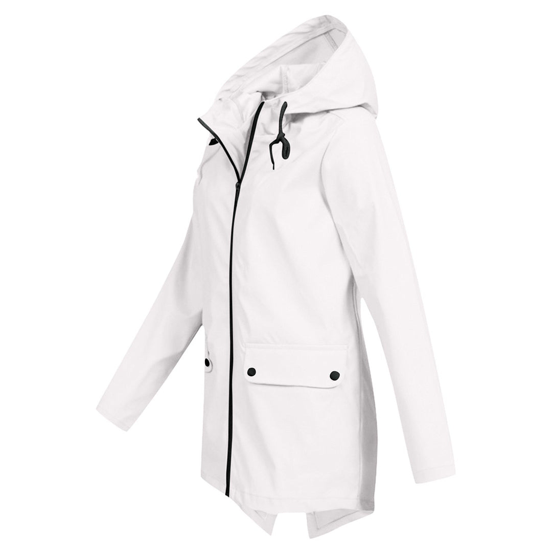 Women's Water-Repellent Zip Jacket with Hood – Lightweight Transitional Coat