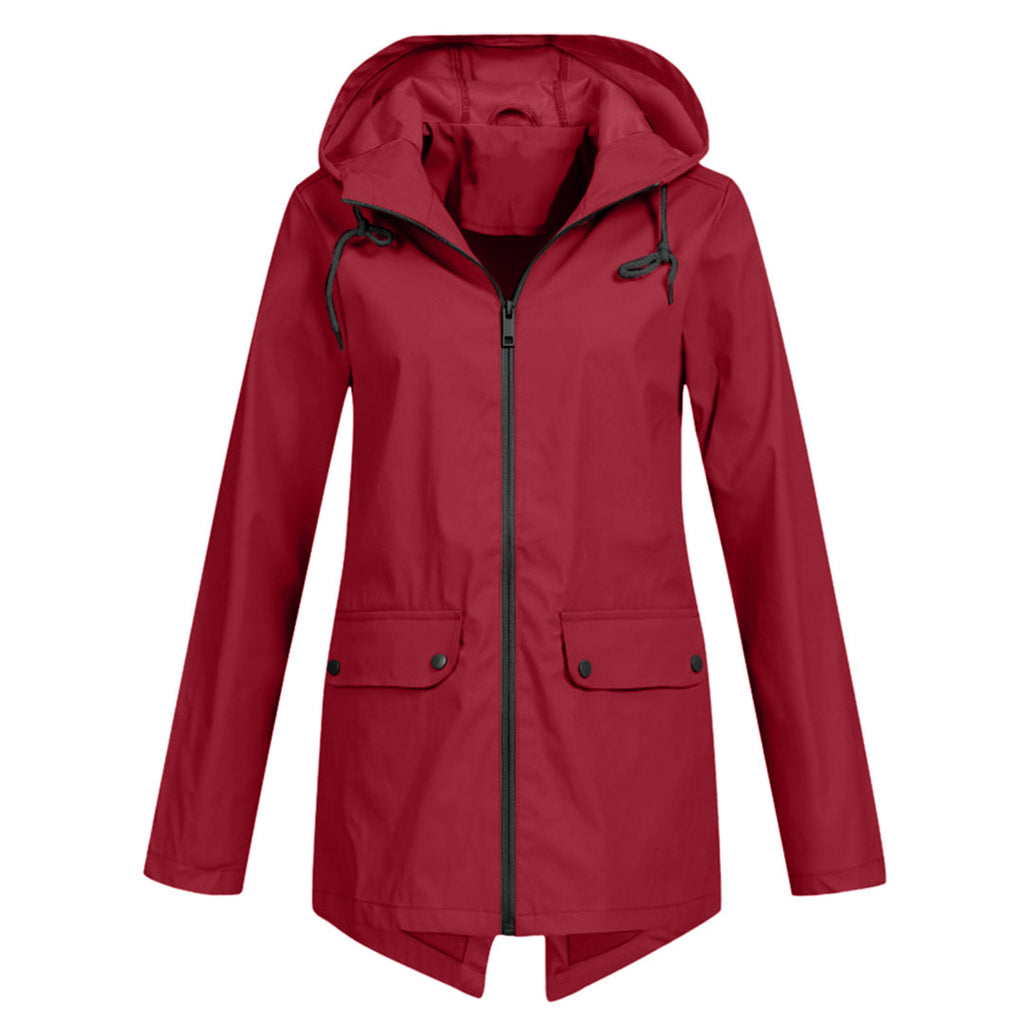 Women's Water-Repellent Zip Jacket with Hood – Lightweight Transitional Coat