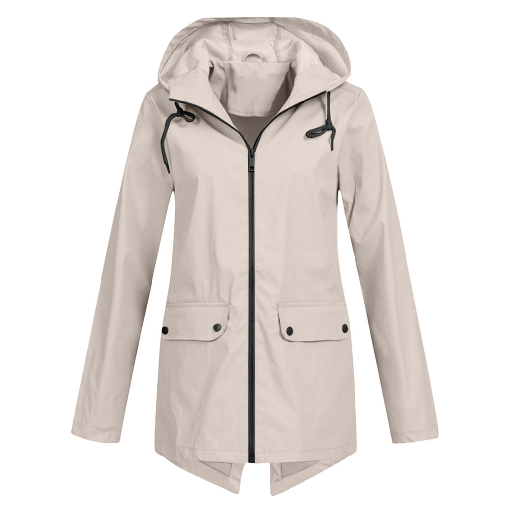 Women's Water-Repellent Zip Jacket with Hood – Lightweight Transitional Coat