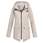 Women's Water-Repellent Zip Jacket with Hood – Lightweight Transitional Coat