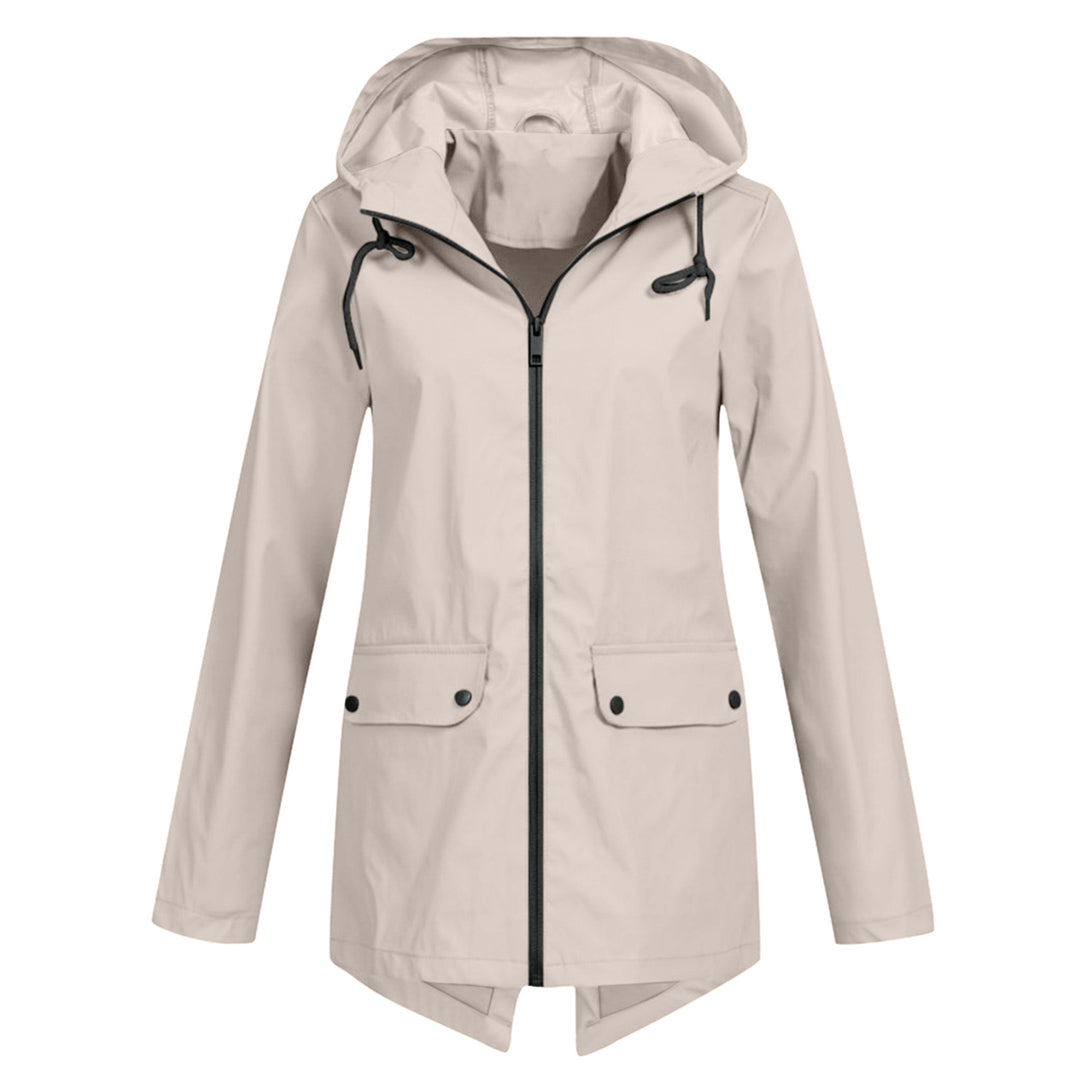 Women's Water-Repellent Zip Jacket with Hood – Lightweight Transitional Coat