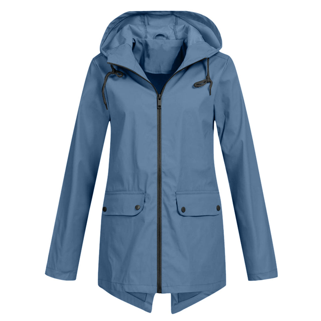 Women's Water-Repellent Zip Jacket with Hood – Lightweight Transitional Coat
