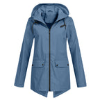 Women's Water-Repellent Zip Jacket with Hood – Lightweight Transitional Coat