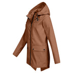 Women's Water-Repellent Zip Jacket with Hood – Lightweight Transitional Coat
