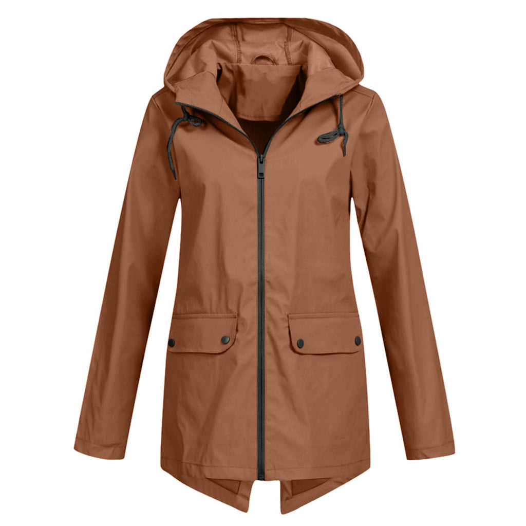 Women's Water-Repellent Zip Jacket with Hood – Lightweight Transitional Coat