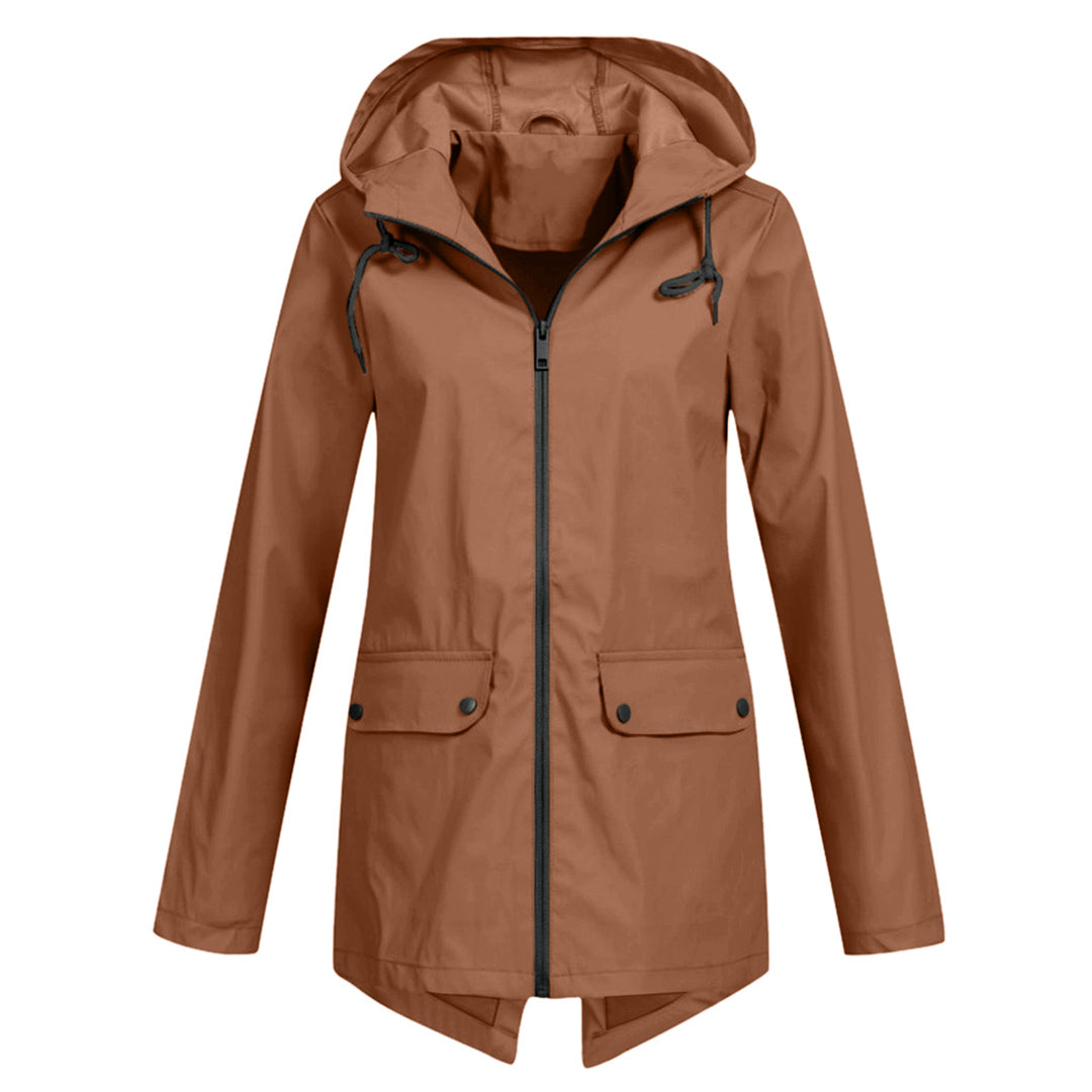 Women's Water-Repellent Zip Jacket with Hood – Lightweight Transitional Coat