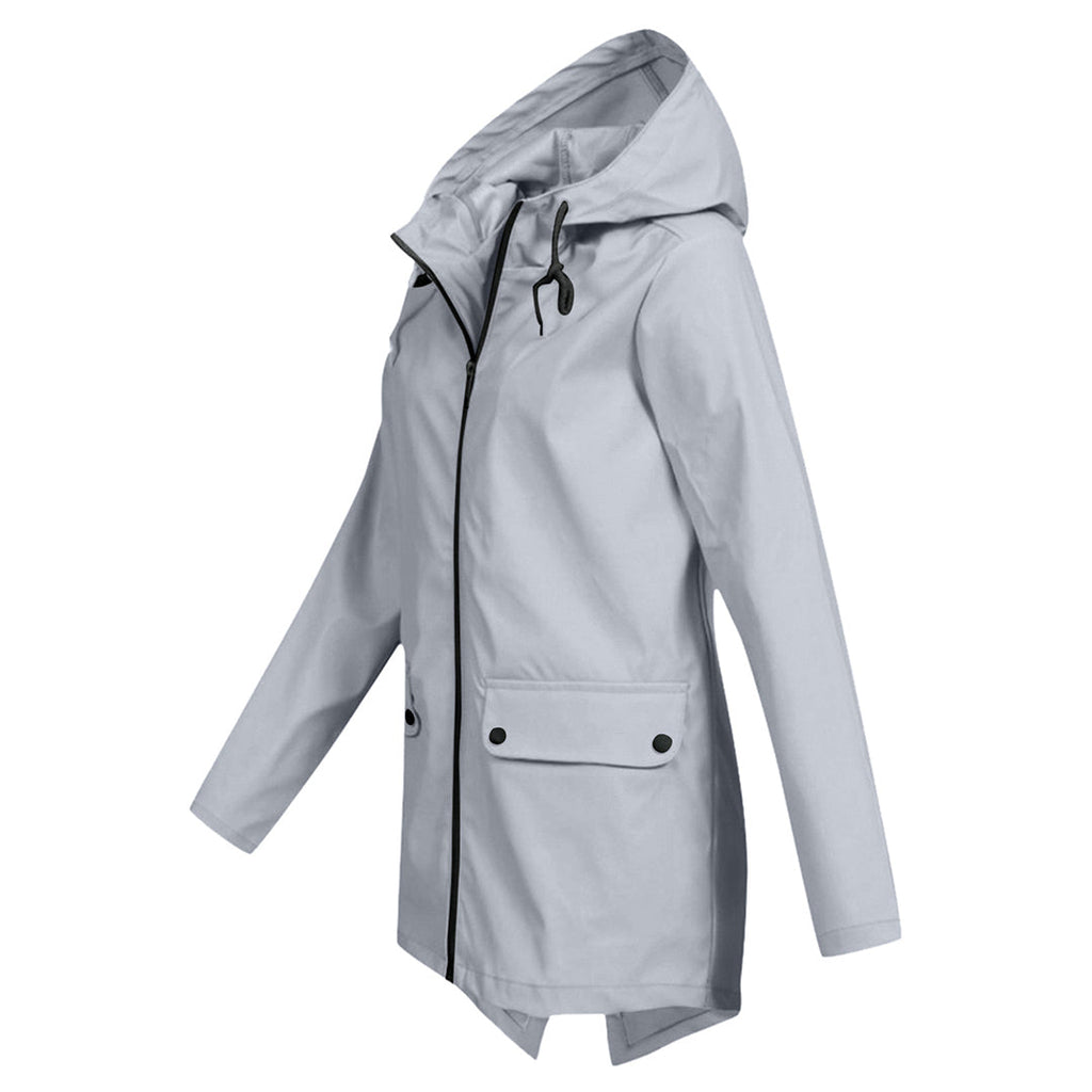 Women's Water-Repellent Zip Jacket with Hood – Lightweight Transitional Coat