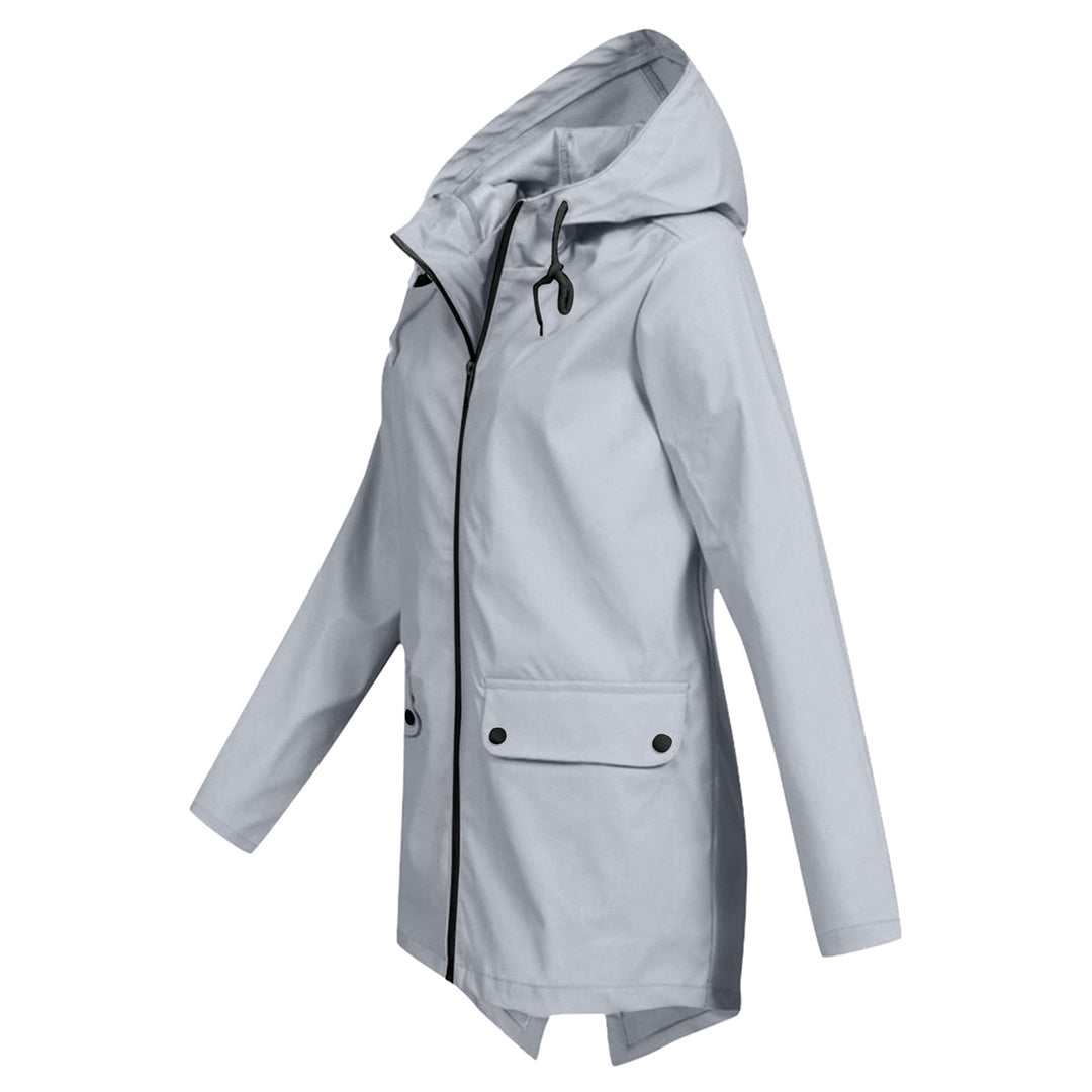Women's Water-Repellent Zip Jacket with Hood – Lightweight Transitional Coat