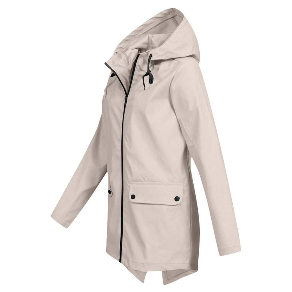 Women's Water-Repellent Zip Jacket with Hood – Lightweight Transitional Coat