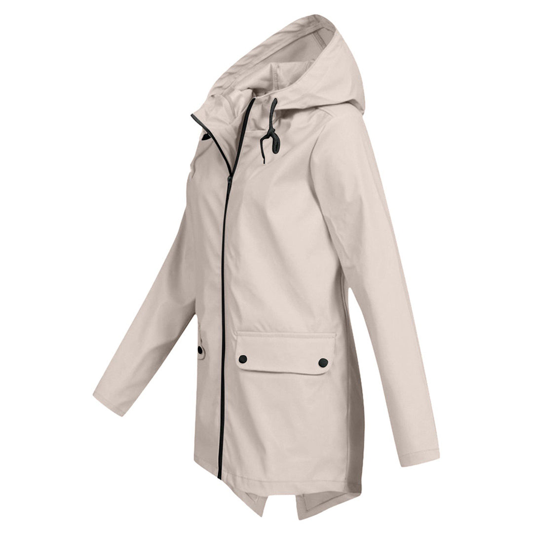 Women's Water-Repellent Zip Jacket with Hood – Lightweight Transitional Coat